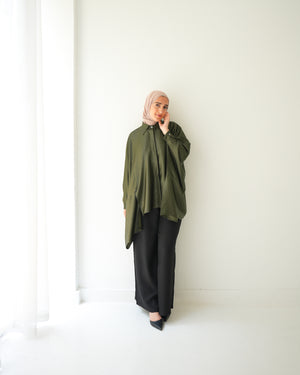 Free Size Poncho Metallic Olive C2193