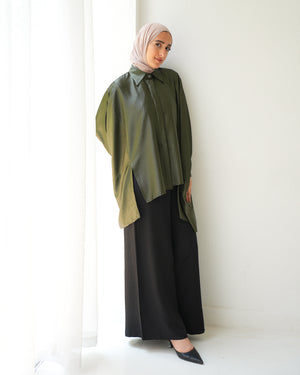 Free Size Poncho Metallic Olive C2193