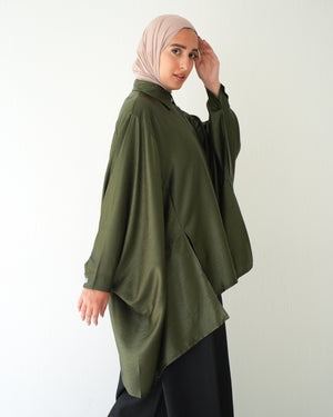 Free Size Poncho Metallic Olive C2193