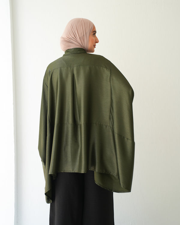 Free Size Poncho Metallic Olive C2193