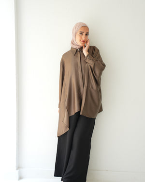 Free Size Poncho Metallic Brown C2193