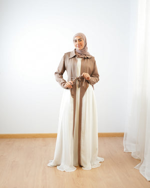 Open Pleated Abaya Cafe C142