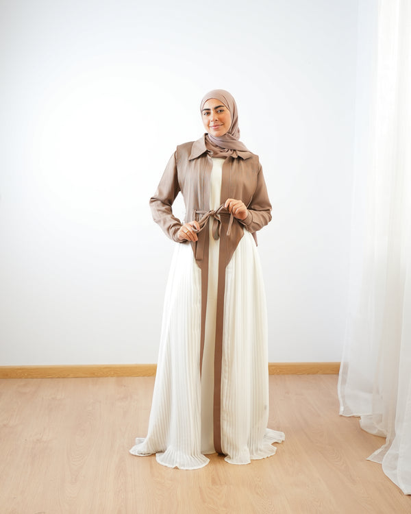 Open Pleated Abaya Cafe C142