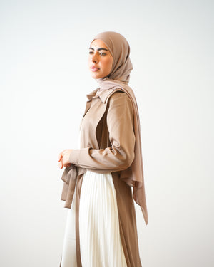 Open Pleated Abaya Cafe C142