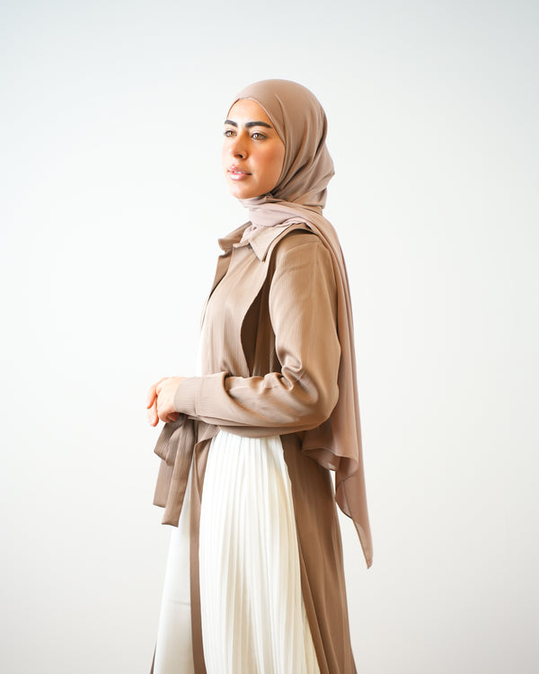 Open Pleated Abaya Cafe C142