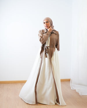 Open Pleated Abaya Cafe C142