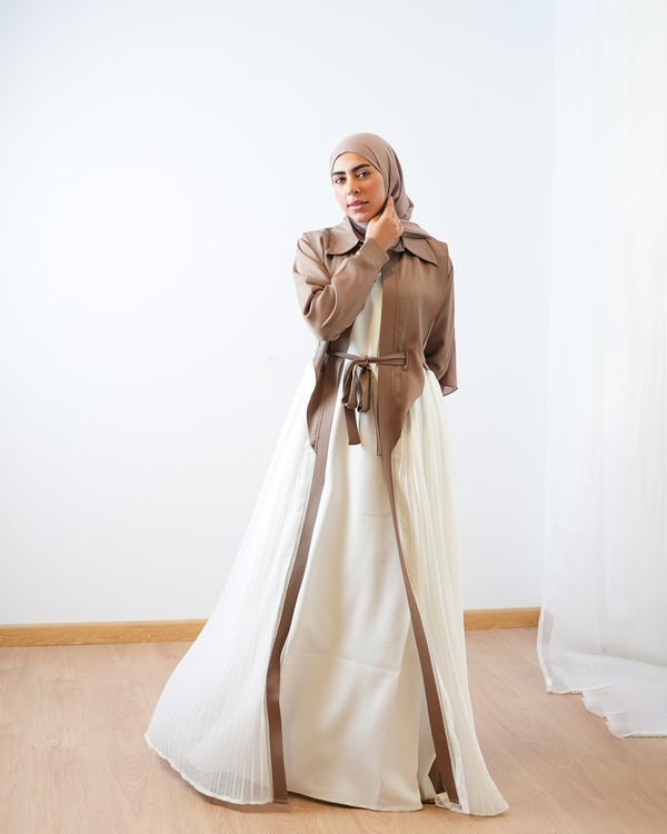 Open Pleated Abaya Cafe C142