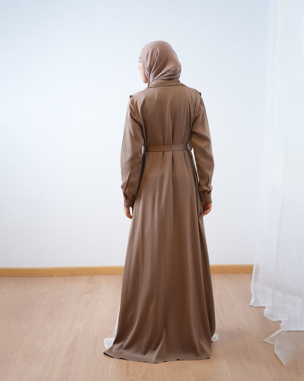Open Pleated Abaya Cafe C142