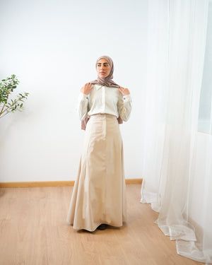 Leather Maxi Skirt Beige C203