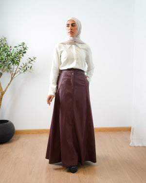 Leather Maxi Skirt Burgundy C203