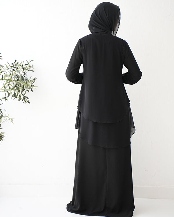 Layered Chiffon Abaya C222
