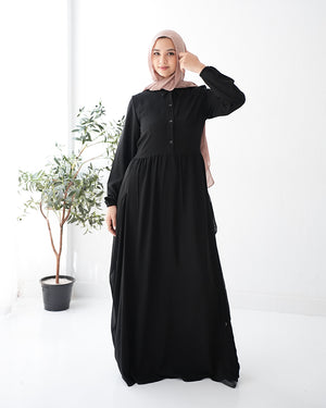 Front Button Abaya with Chiffon Side Drapes C5