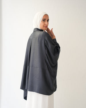 Free Size Poncho Metallic Dark Silver C2193