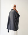 Free Size Poncho Metallic Dark Silver C2193