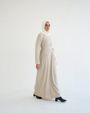 Basic Rib Dress Beige C166