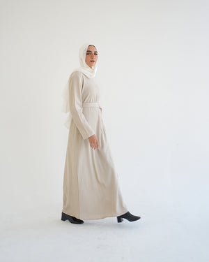 Basic Rib Dress Beige C166