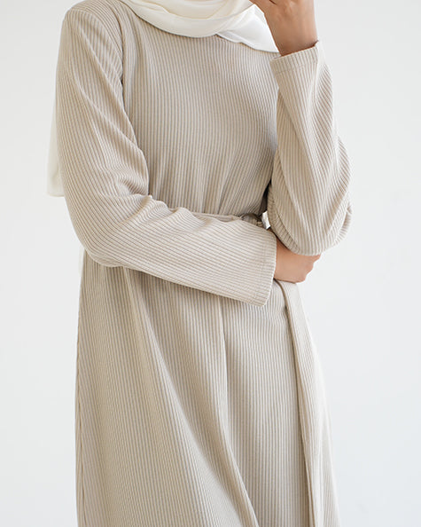 Basic Rib Dress Beige C166