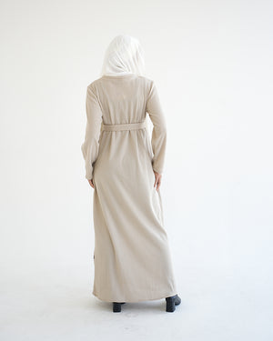 Basic Rib Dress Beige C166