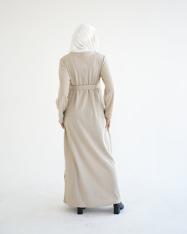 Basic Rib Dress Beige C166