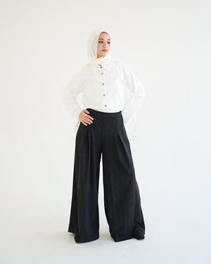 Suede Wide Pants Black C170