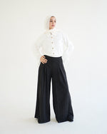 Suede Wide Pants Black C170