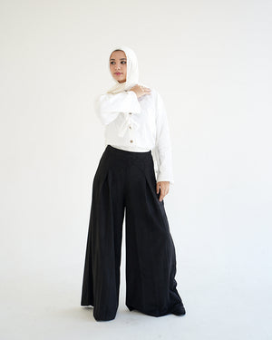 Suede Wide Pants Black C170