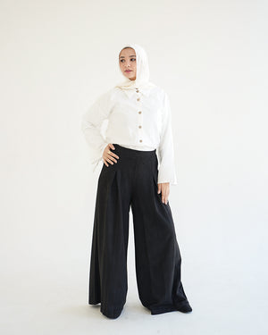 Suede Wide Pants Black C170
