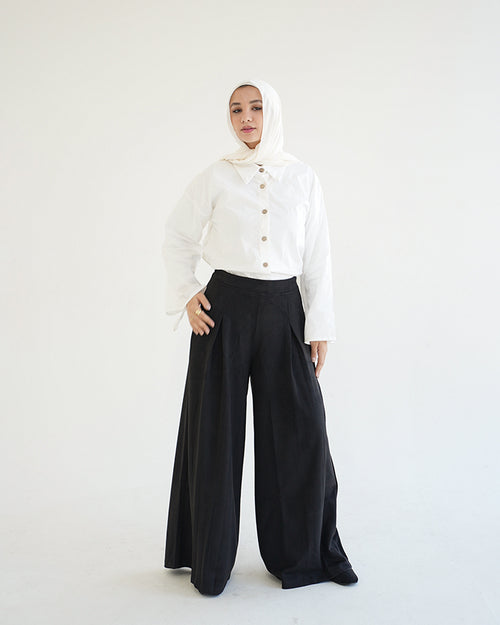Suede Wide Pants Black C170