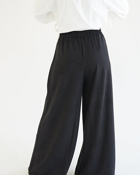 Suede Wide Pants Black C170