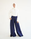 Suede Wide Pants Navy C170