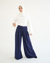 Suede Wide Pants Navy C170