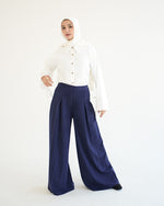 Suede Wide Pants Navy C170