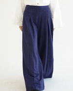 Suede Wide Pants Navy C170