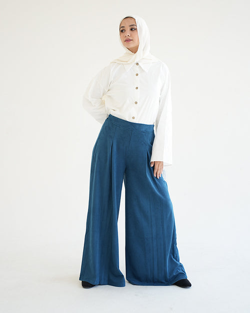 Suede Wide Pants Teal C170