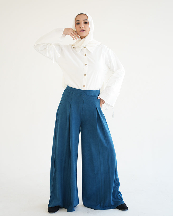 Suede Wide Pants Teal C170