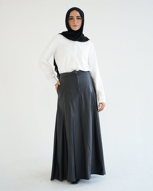 Leather Maxi Skirt Black C203