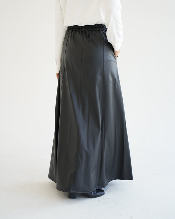 Leather Maxi Skirt Black C203