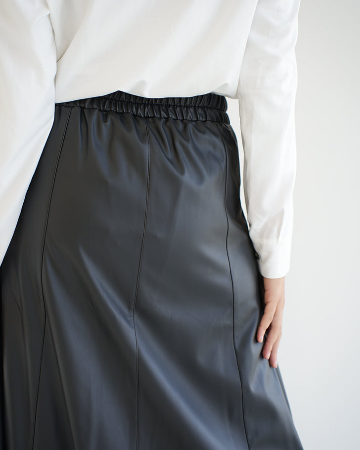 Leather Maxi Skirt Black C203