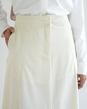Corduroy Maxi Skirt Offwhite C203