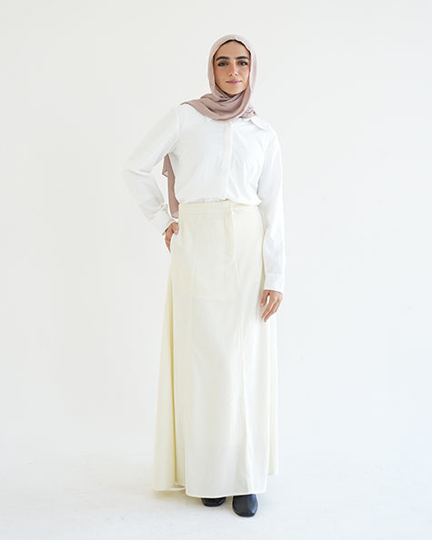 Corduroy Maxi Skirt Offwhite C203