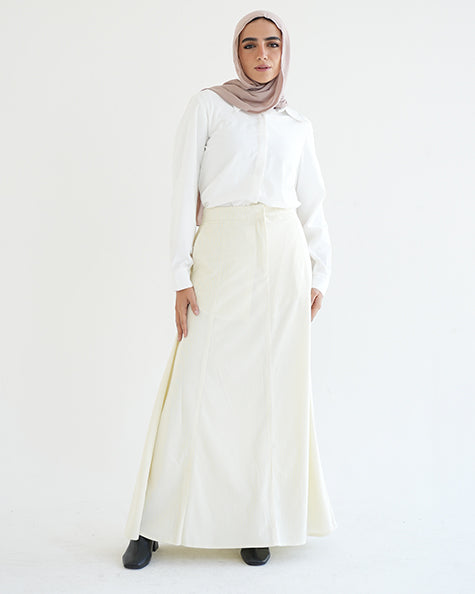 Corduroy Maxi Skirt Offwhite C203