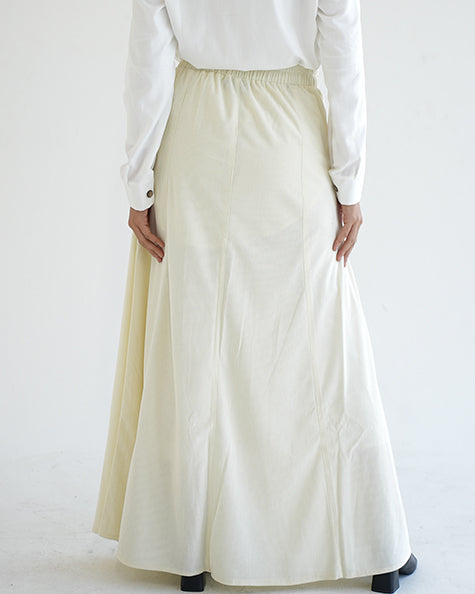 Corduroy Maxi Skirt Offwhite C203