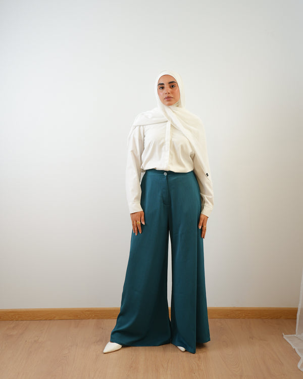 Wide Leg Pants Blue Teal C1201