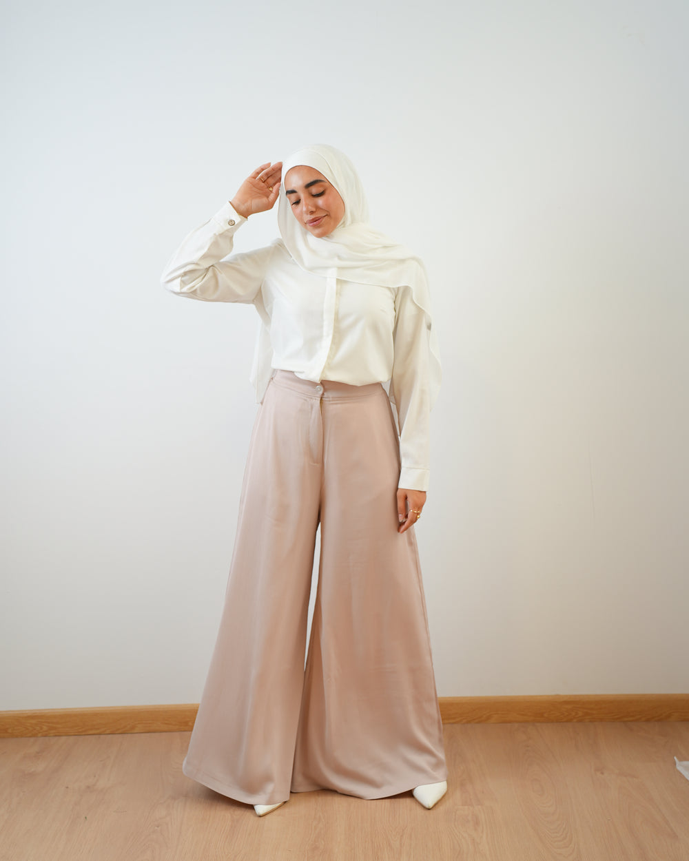 Wide Leg Pants Beige C1201