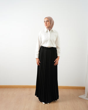Maxi Crepe Pleated Skirt Black C503
