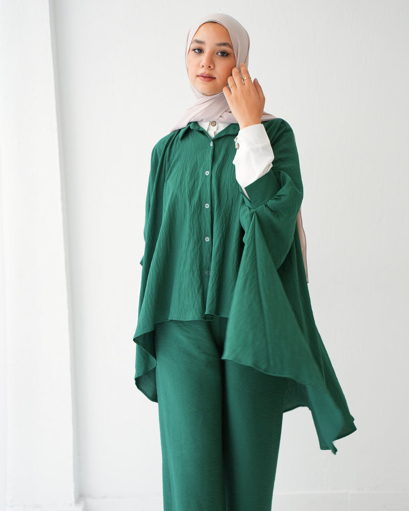 Over Sized Poncho and Pants Set Teal C11063