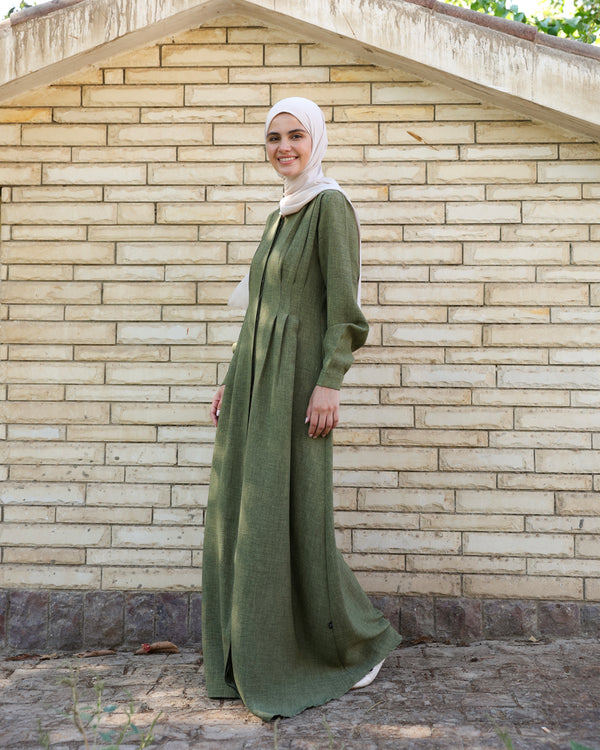 Linen Maxi Dress Olive C690