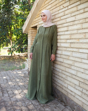 Linen Maxi Dress Olive C690