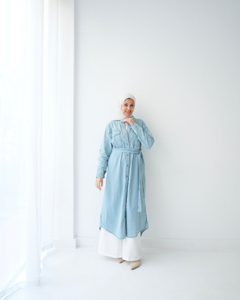 Denim Shirt Dress Light Blue C400