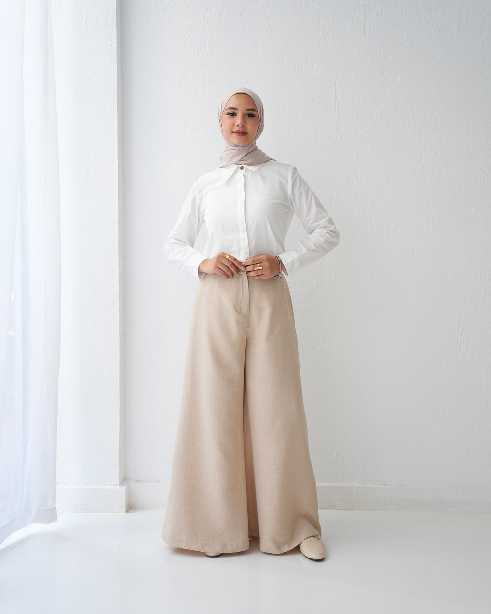 Linen Wide Leg Pants Beige C120